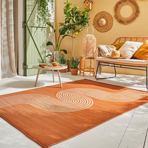 Tapis d’extérieur motif vague terracotta 150x220 cm - Verona