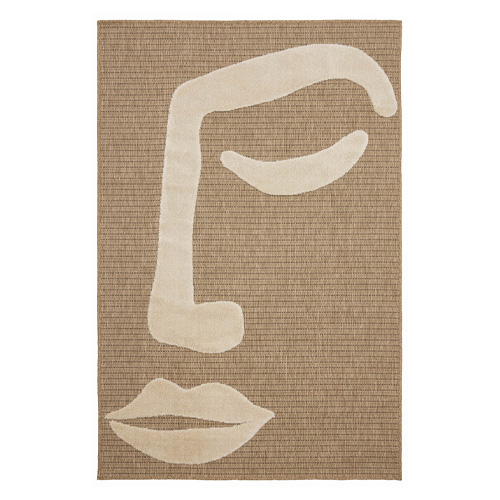 Tapis visage abstrait jute blanc 160x230 cm - Tate