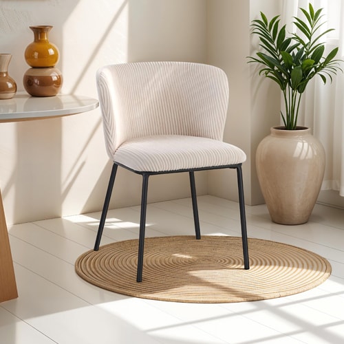 Lot de 2 chaises en velours côtelé beige - Toma