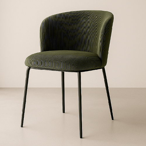 Lot de 2 chaises en velours côtelé vert kaki - Toma