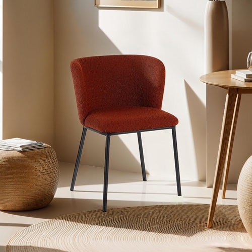 Lot de 2 chaises en tissu bouclé rouille - Toma