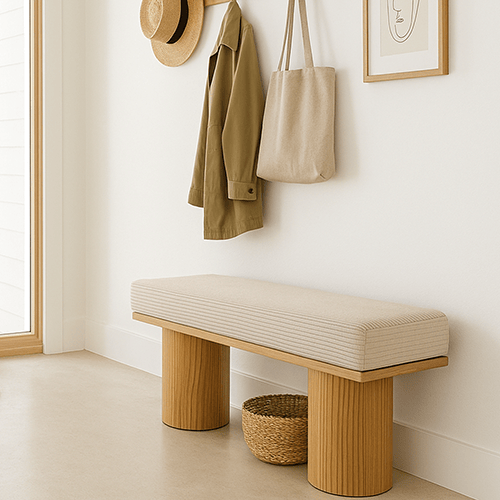 Banc en velours côtelé beige - Mahe