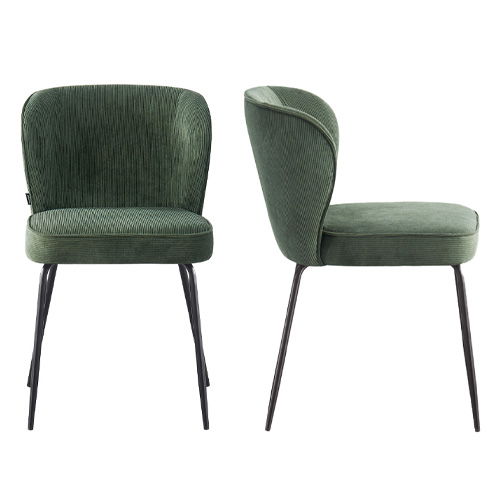 Lot de 2 chaises en velours côtelé vert kaki - Tara
