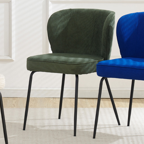Lot de 2 chaises en velours côtelé vert kaki - Tara