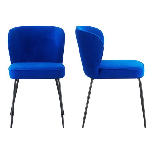Lot de 2 chaises en velours côtelé bleu électrique - Tara