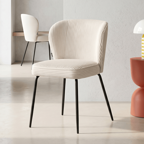 Lot de 2 chaises en velours côtelé beige - Tara