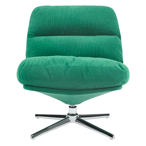 Fauteuil pivotant en velours côtelé vert électrique et piètement chromé - Julia