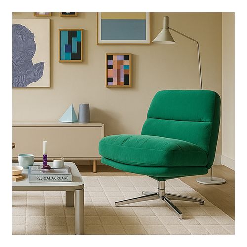 Fauteuil pivotant en velours côtelé vert électrique et piètement chromé - Julia