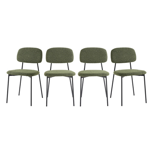 Lot de 4 chaises en tissu bouclé vert - Lorie