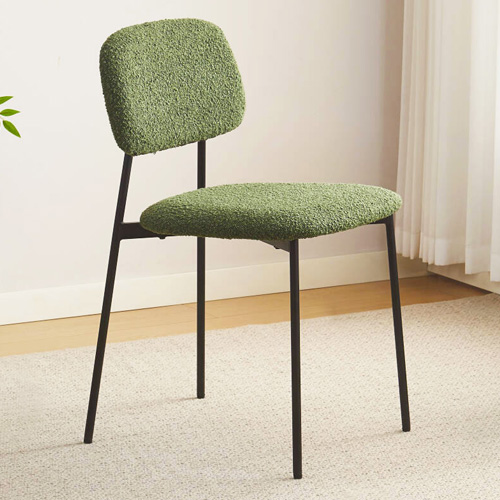 Lot de 4 chaises en tissu bouclé vert - Lorie