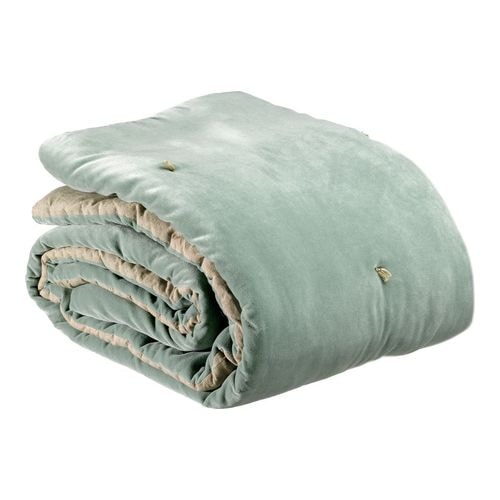Plaid points noués en velours vert opaline 140 x 200 cm - Elise