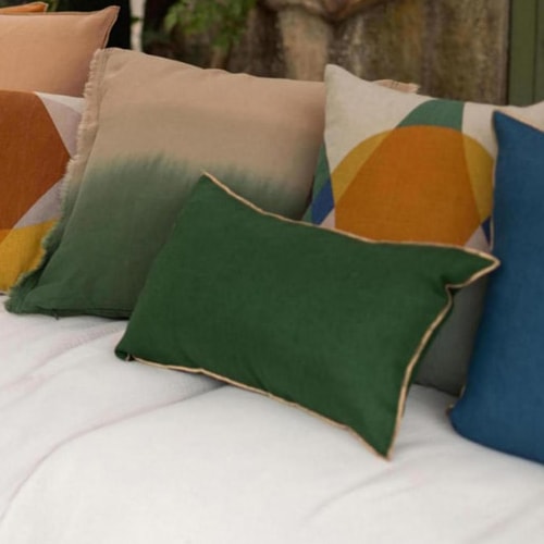 Coussin en lin vert épicia 40 x 65 cm - Zeff Celeste