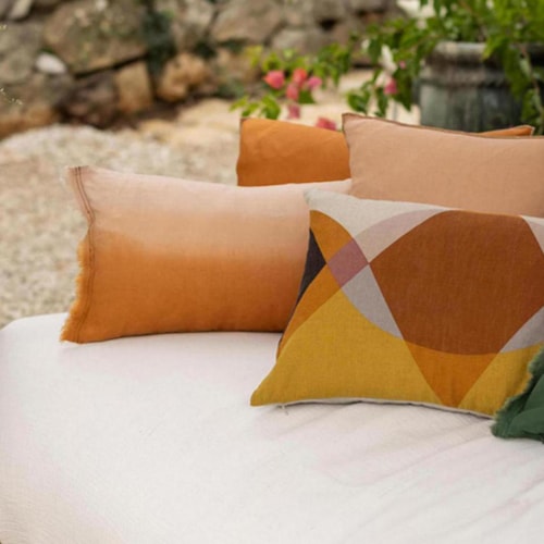 Coussin en lin effet dégradé cuivre orange 40 x 65 cm - Zeff Shade