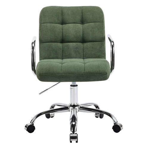 Fauteuil de bureau pivotant et réglable en hauteur en velours côtelé vert kaki - Nolan