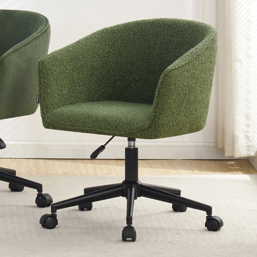 Fauteuil de bureau pivotant et réglable en hauteur en tissu bouclé vert - Marlo