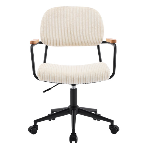 Fauteuil de bureau pivotant et réglable en hauteur en velours côtelé beige - Gianni