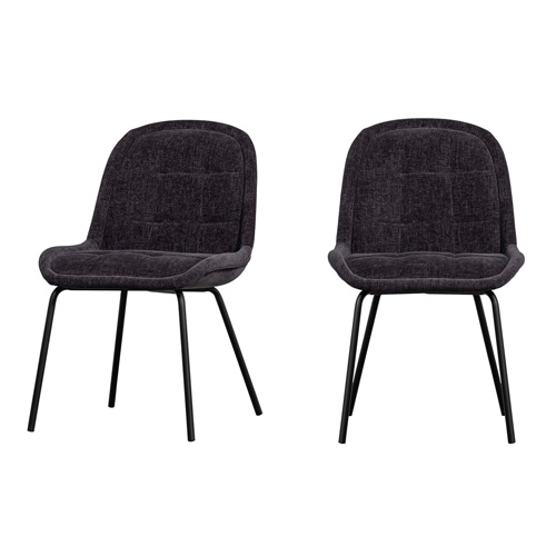Lot de 2 chaises de salle à manger en velours gris foncé - Crate