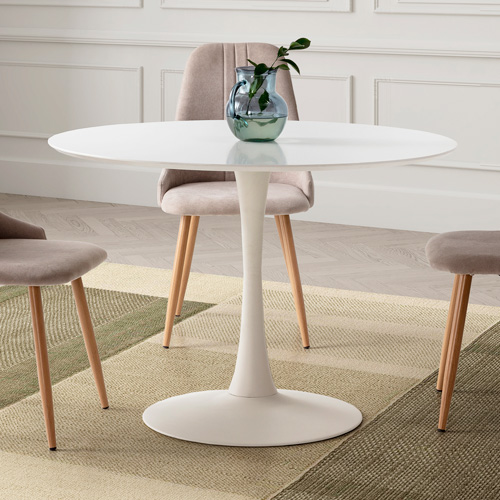 Table à manger ronde blanche Ø 110 cm - Lilo