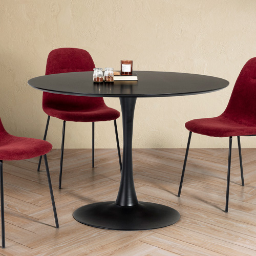 Table à manger ronde noire Ø 110 cm - Lilo