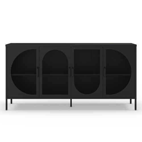 Buffet 4 portes en métal noir 160 cm - Inoa