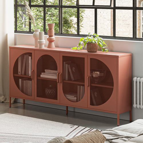 Buffet 4 portes en métal terracotta 160 cm - Inoa