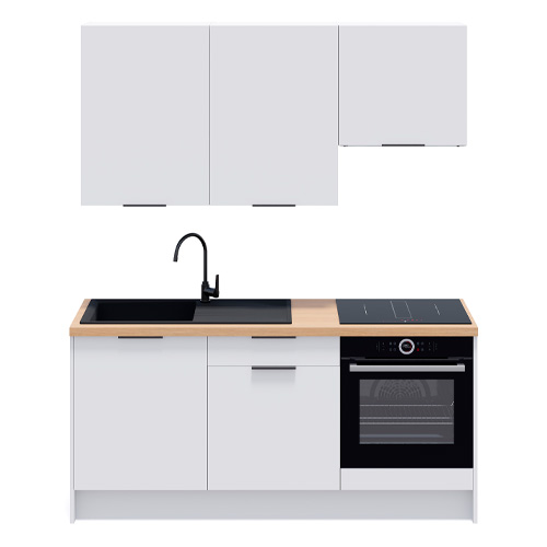Ensemble de 6 meubles de cuisine - L. 185 cm - blanc - Luzia