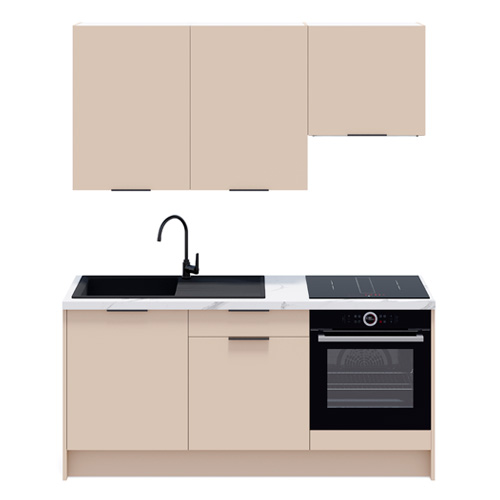 Ensemble de 6 meubles de cuisine - L. 185 cm - beige cachemire - Luzia