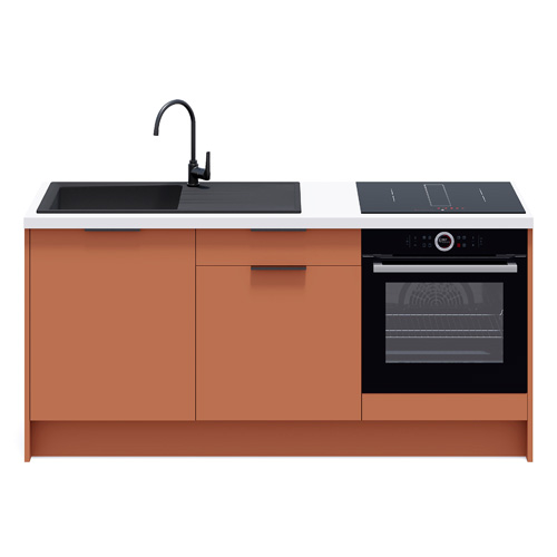 Meubles bas de cuisine - L. 185 cm - terracotta - Luzia