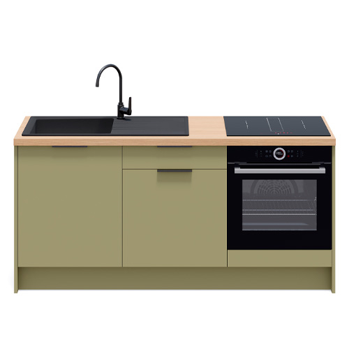 Meubles bas de cuisine - L. 185 cm - vert olive - Luzia