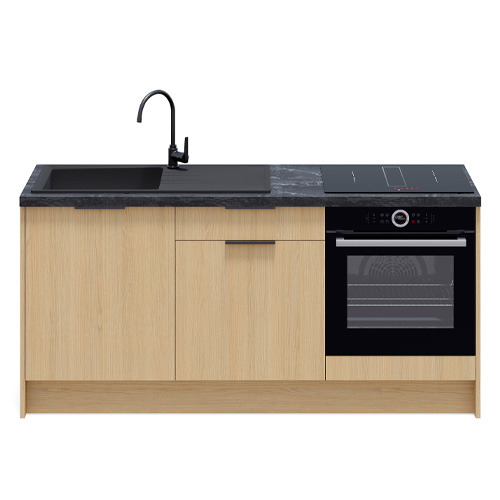Meubles bas de cuisine - L. 185 cm - chêne clair - Sierra
