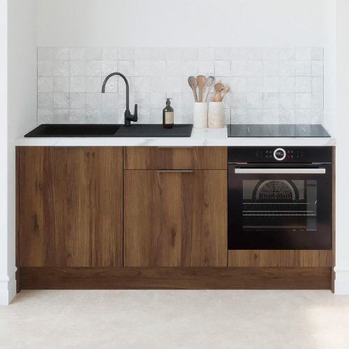 Meubles bas de cuisine - L. 185 cm - noyer brun - Sierra