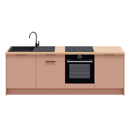 Meubles bas de cuisine - L. 245 cm - abricot - Luzia