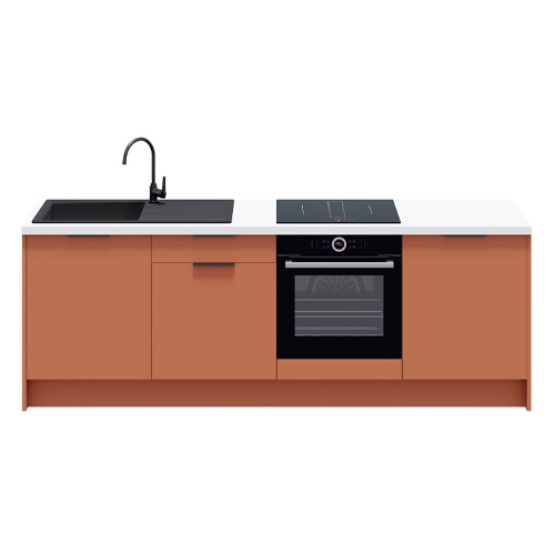 Meubles bas de cuisine - L. 245 cm - terracotta - Luzia