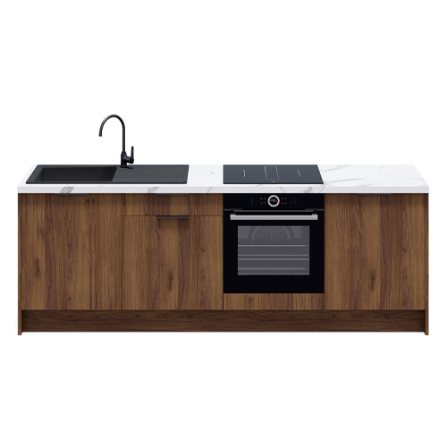 Meubles bas de cuisine - L. 245 cm - noyer brun - Sierra