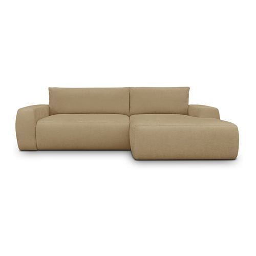 Canapé d'angle droit convertible 3 places en tissu chenille miel - Sonny