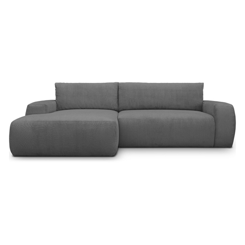 Canapé d'angle gauche convertible 3 places en velours côtelé gris anthracite - Sonny