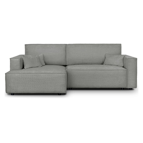 Canapé d'angle à gauche convertible 3 places en tissu bouclé gris clair - Asti