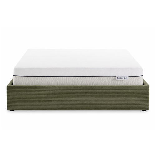 Ensemble Lit coffre adulte 140x190cm en velours côtelé vert avec sommier - Handy + Matelas ressorts ensachés - Spring Elite