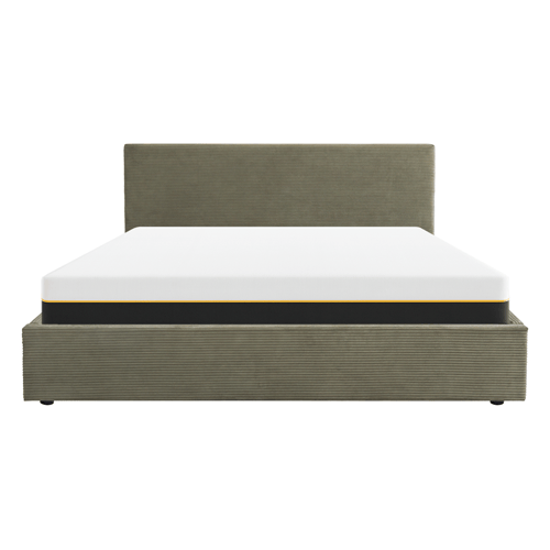 Ensemble Lit coffre adulte 180x200cm avec tête de lit en velours côtelé vert - Tina + Matelas mémoire de forme - Dual Confort