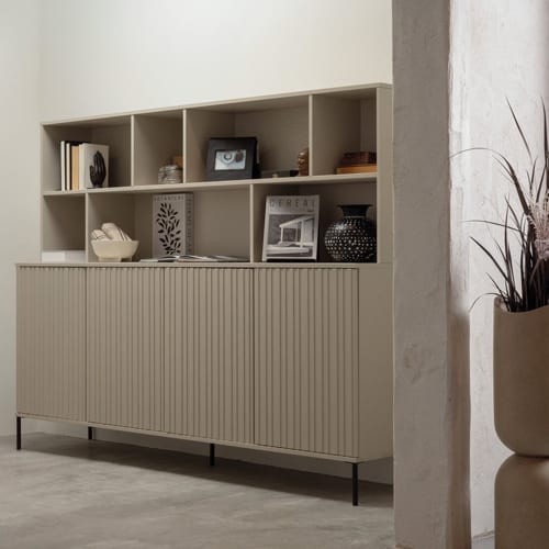 Buffet 4 portes en pin avec piétement métal noir – 200 cm - New Gravure