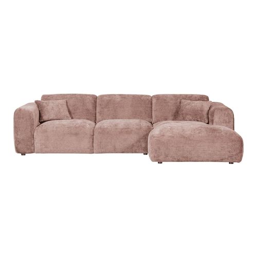 Canapé d'angle à droite en tissu chenille vieux rose - Cloud