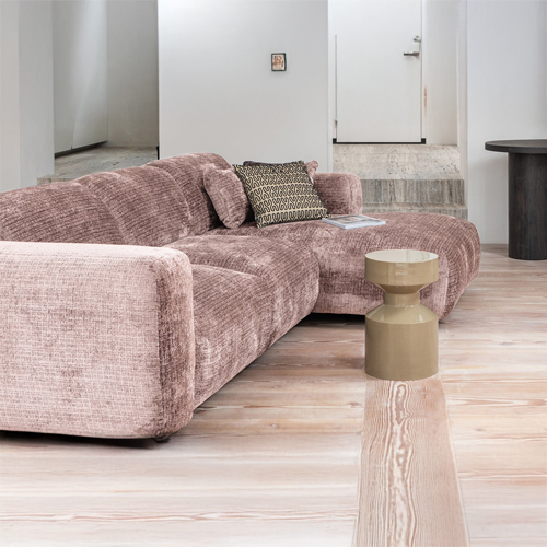 Canapé d'angle à droite en tissu chenille vieux rose - Cloud