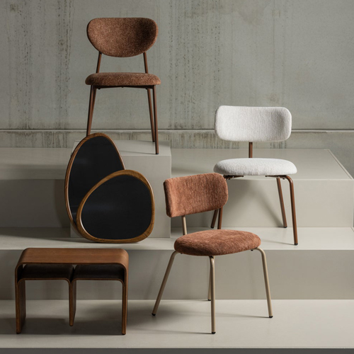 Lot de 2 chaises de salle à manger moderne en tissu tissé écru - Travis