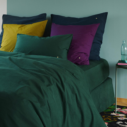 Drap housse en coton bio Vert 160 x 200 cm - Celeste