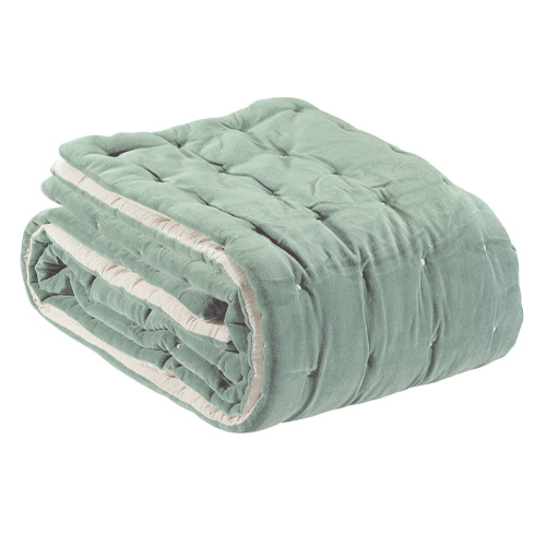 Chemin de lit en velours uni Vert opaline 90 x 240 cm - Elise