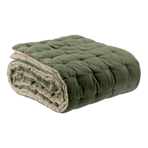 Chemin de lit en velours uni Vert verveine 90 x 240 cm - Elise