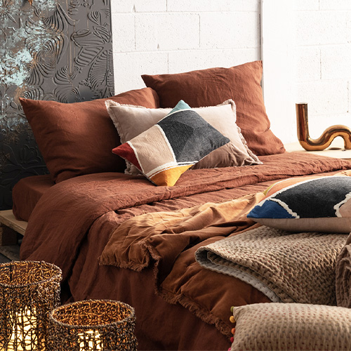 Edredon en velours marron 85 x 200 cm - Fara