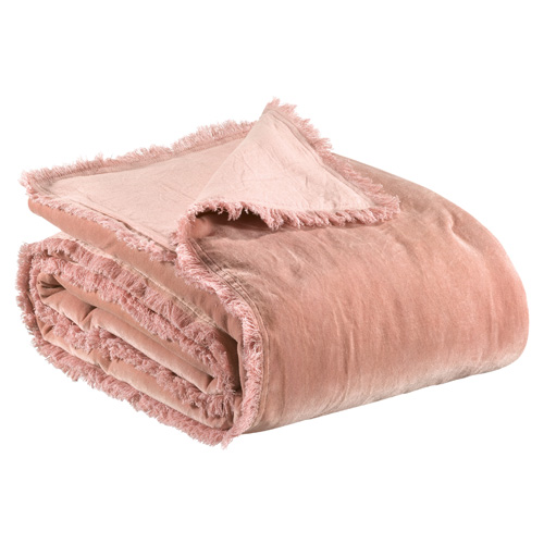 Edredon en velours rose 85 x 200 cm - Fara