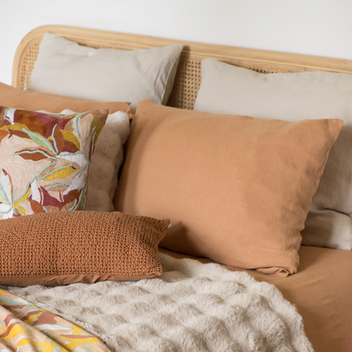Lot de 2 Taies d'oreiller en chanvre Rose 65 x 65 cm - Kala