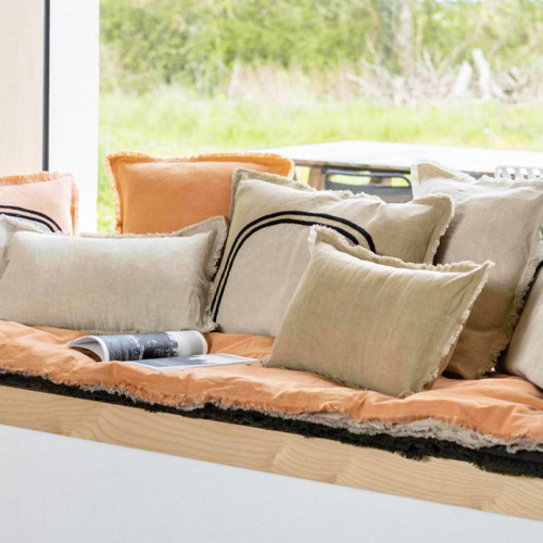 Edredon uni en lin et coton ecru 85 x 200 cm - Laly